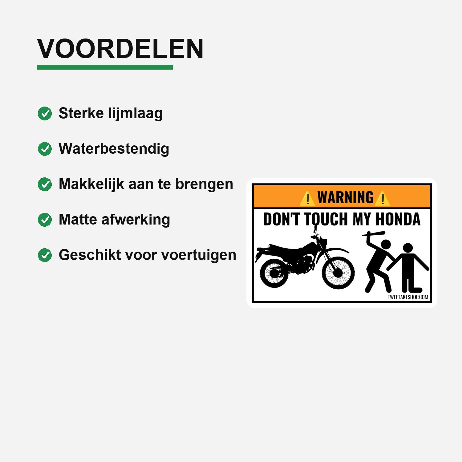 3x Don't Touch My Honda Stickers – materiaal en matte afwerking