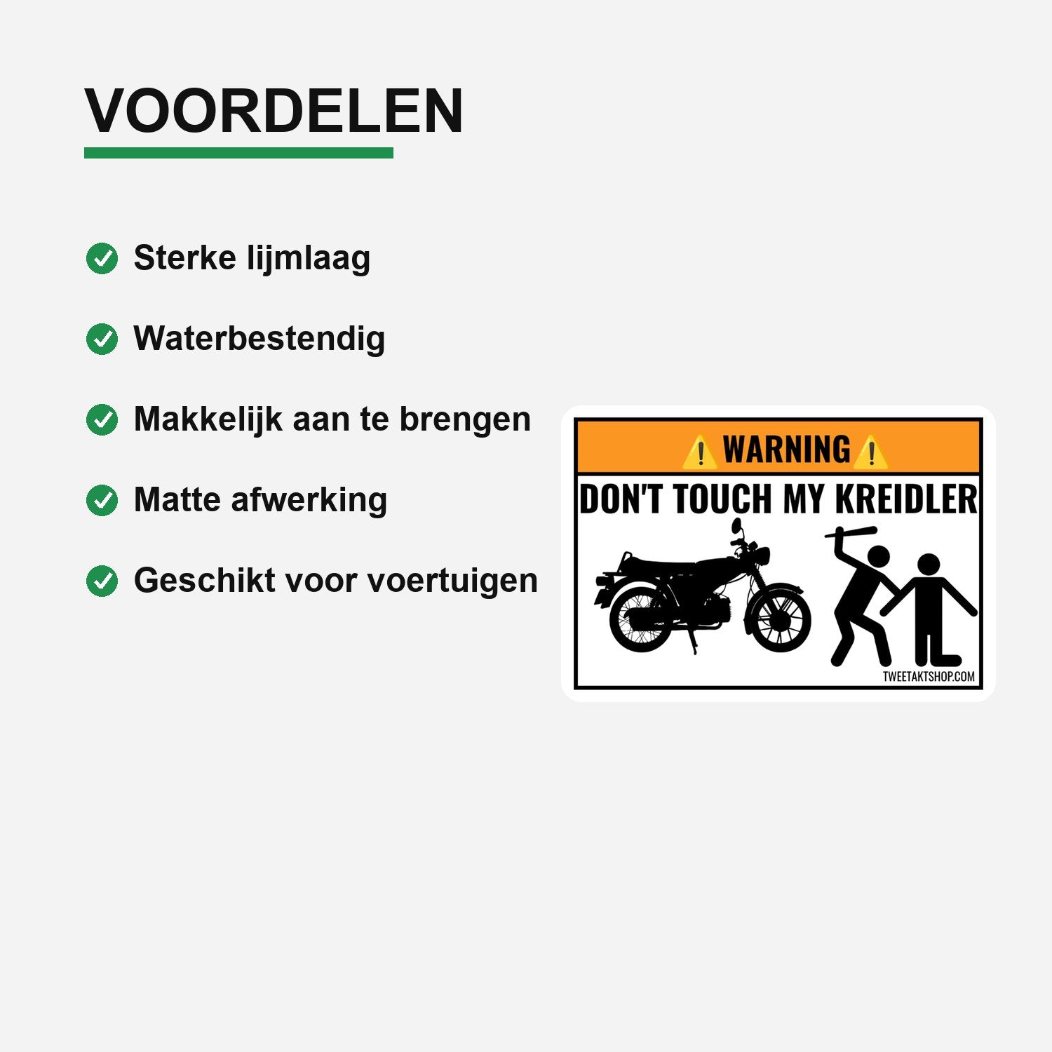 3x Don't Touch My Kreidler Stickers – materiaal en matte afwerking