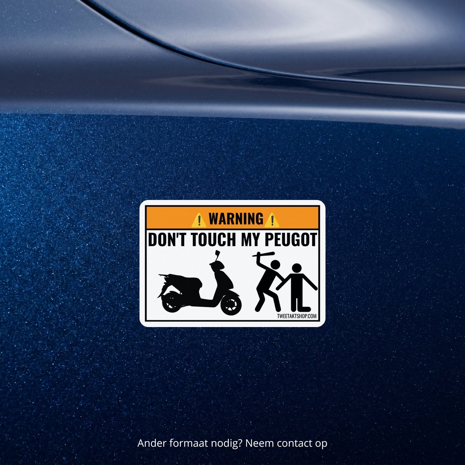 3x Don't Touch My Peugeot Stickers – detail van het ontwerp