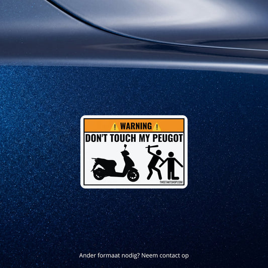 3x Don't Touch My Peugeot Stickers – detail van het ontwerp