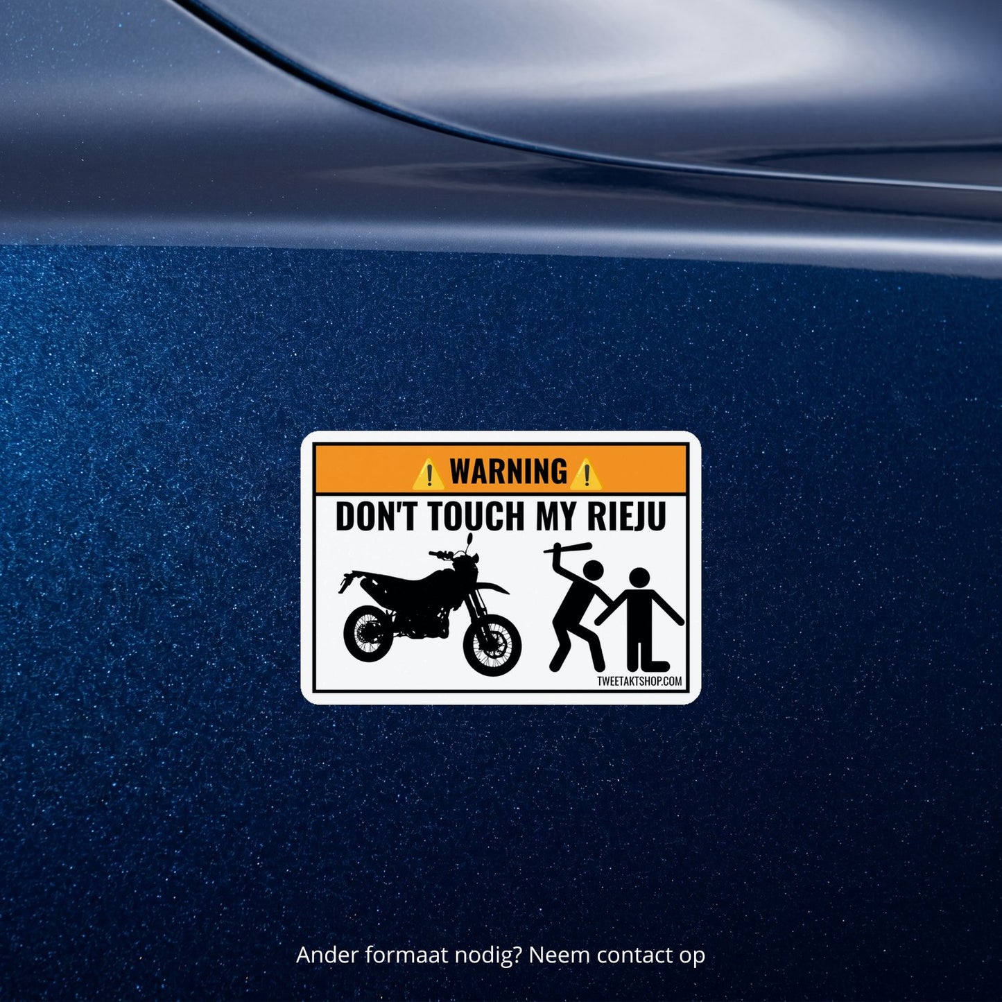 3x Don't Touch My Rieju Stickers – detail van het ontwerp