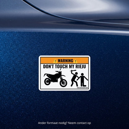 3x Don't Touch My Rieju Stickers – detail van het ontwerp