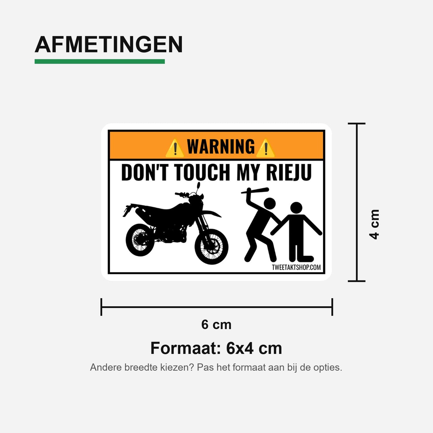 3x Don't Touch My Rieju Stickers – formaatvoorbeeld