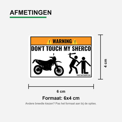 3x Don't Touch My Sherco Stickers – formaatvoorbeeld