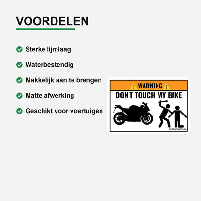 3x Don't Touch My Sportbike Stickers – materiaal en matte afwerking