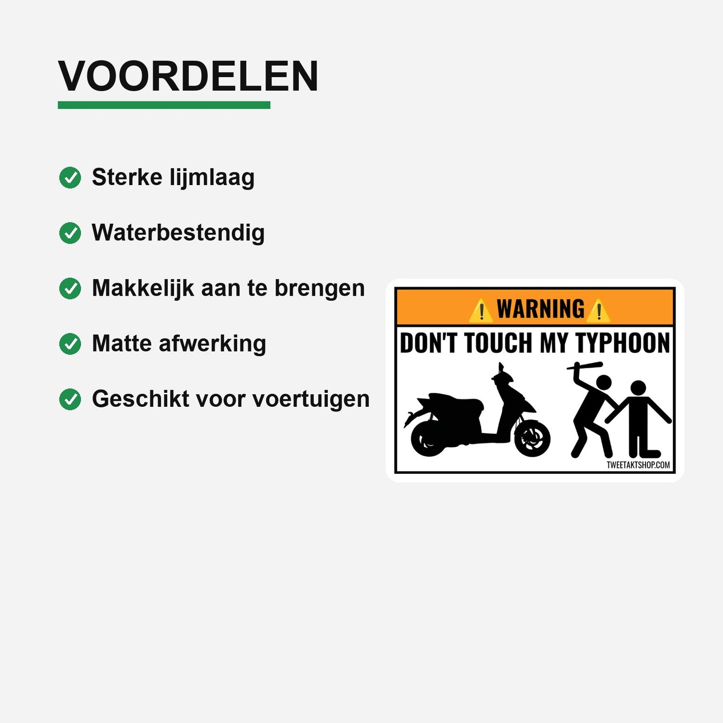 3x Don't Touch My Typhoon Stickers – materiaal en matte afwerking