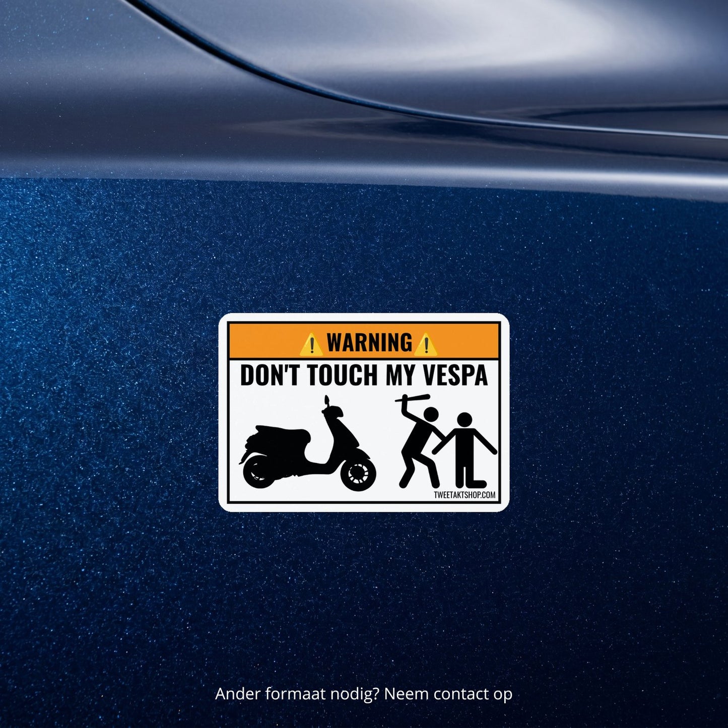 3x Don't Touch My Vespa Stickers – detail van het ontwerp