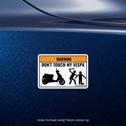 3x Don't Touch My Vespa Stickers – detail van het ontwerp