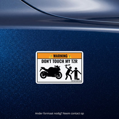 3x Don't Touch My Yamaha TZR Stickers – detail van het ontwerp