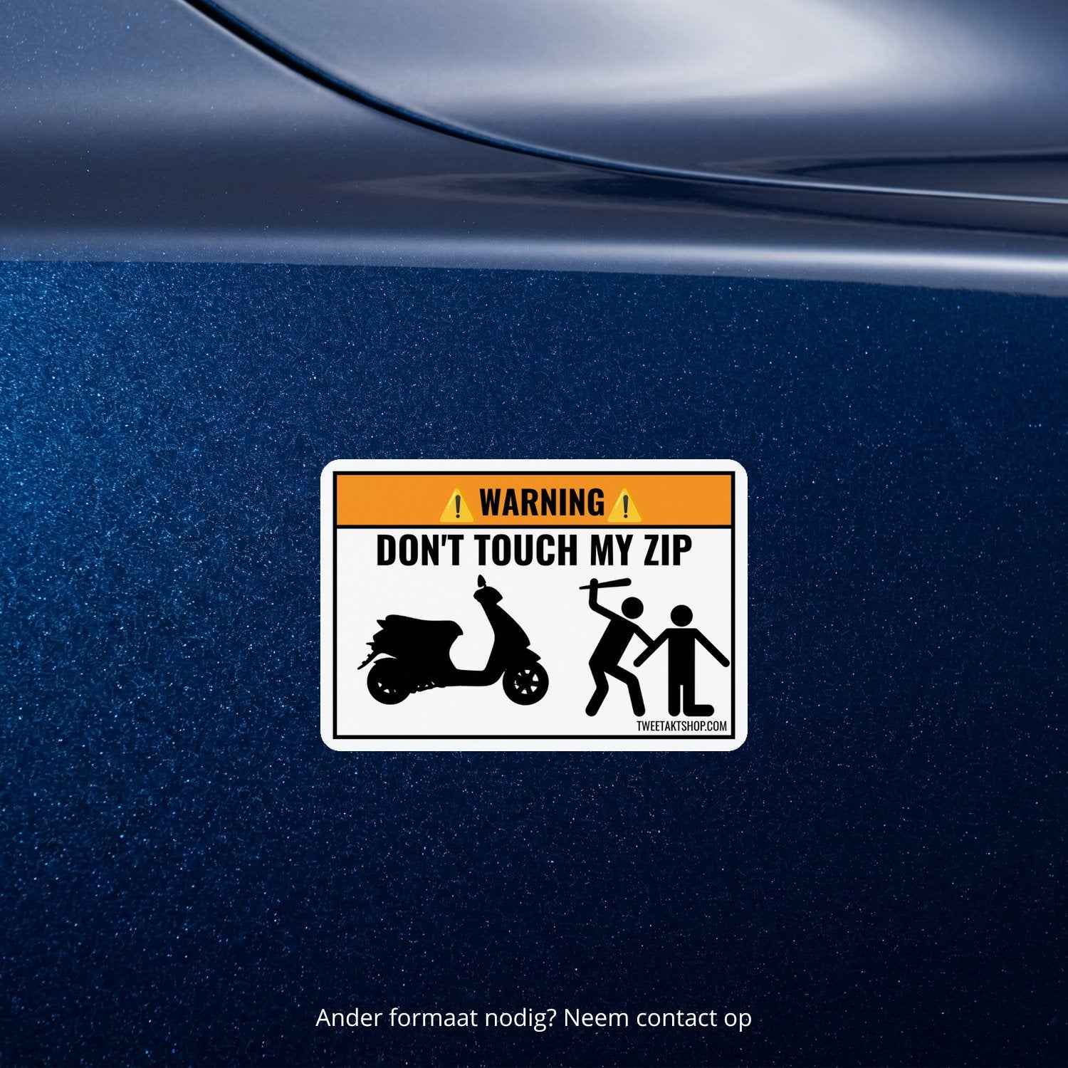 3x Don't Touch My Zip Stickers – detail van het ontwerp