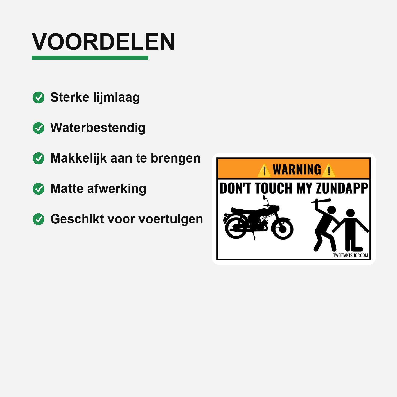 3x Don't Touch My Zundapp Stickers – materiaal en matte afwerking