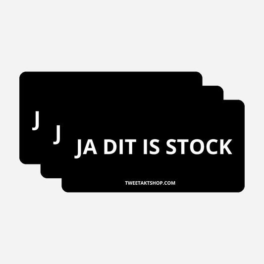 3x Ja dit is stock Bumperstickers – hoofdafbeelding van de set