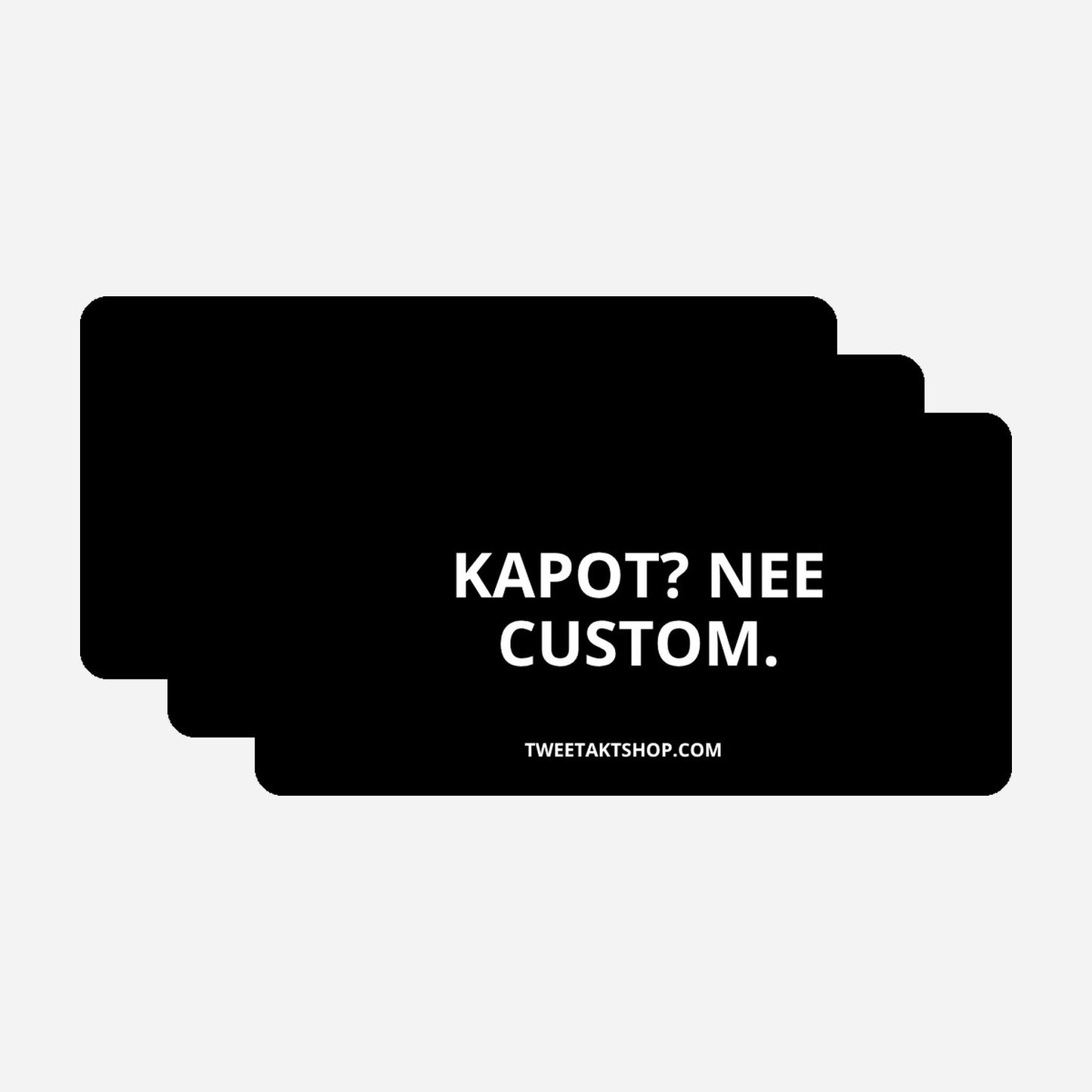 3x Kapot Nee custom Bumperstickers – hoofdafbeelding van de set