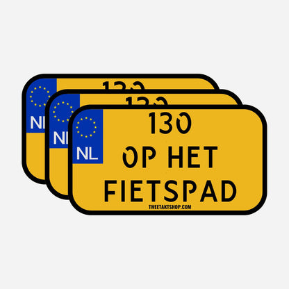 3x 130 Op Het Fietspad Kentekenplaatstickers – hoofdafbeelding van de set