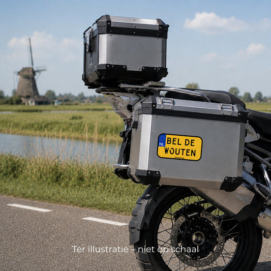 3x Bel De Wouten Kentekenplaatstickers – detail van de tekst