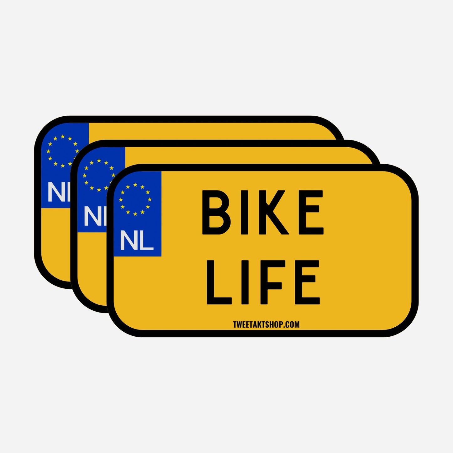 3x Bike Life Kentekenplaatstickers – hoofdafbeelding van de set