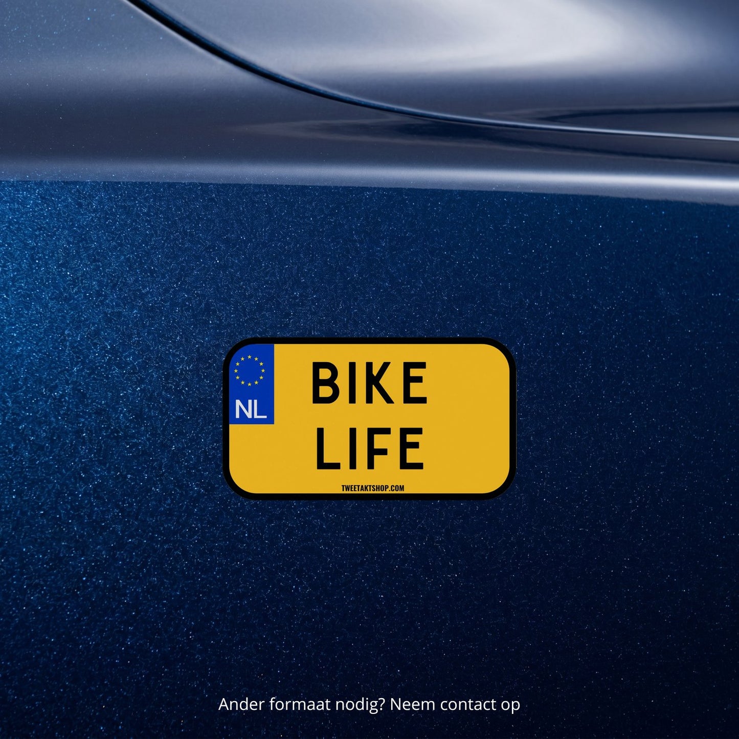 3x Bike Life Kentekenplaatstickers – formaatvoorbeeld
