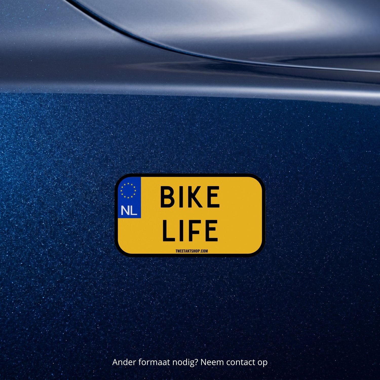 3x Bike Life Kentekenplaatstickers – formaatvoorbeeld
