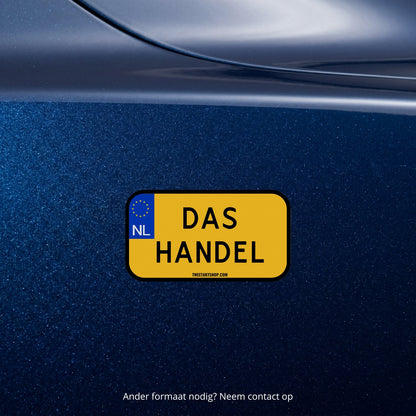 3x Das Handel Kentekenplaatstickers – formaatvoorbeeld