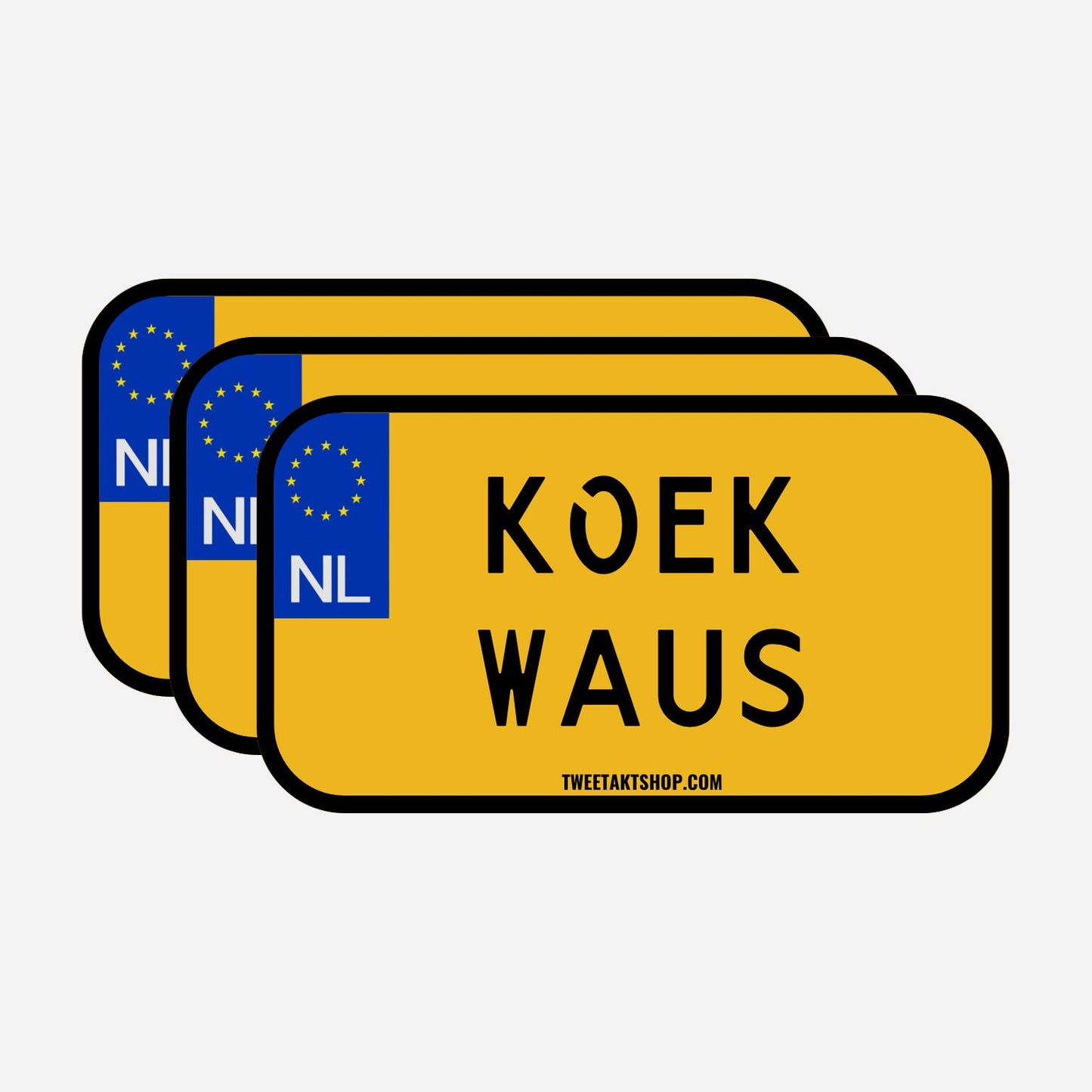 3x Koek Waus Kentekenplaatstickers – hoofdafbeelding van de set