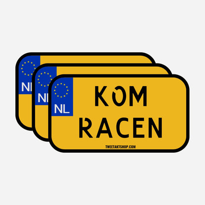 3x Kom Racen Kentekenplaatstickers – hoofdafbeelding van de set