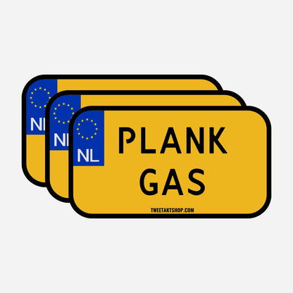 3x Plankgas Kentekenplaatstickers – hoofdafbeelding van de set