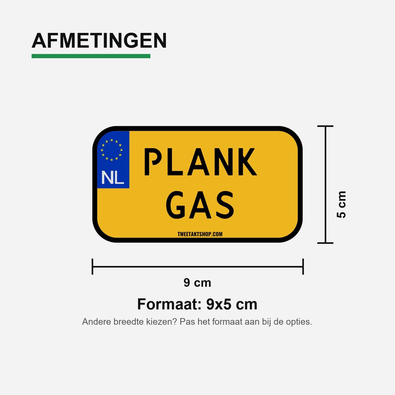 3x Plankgas Kentekenplaatstickers – materiaal en matte afwerking