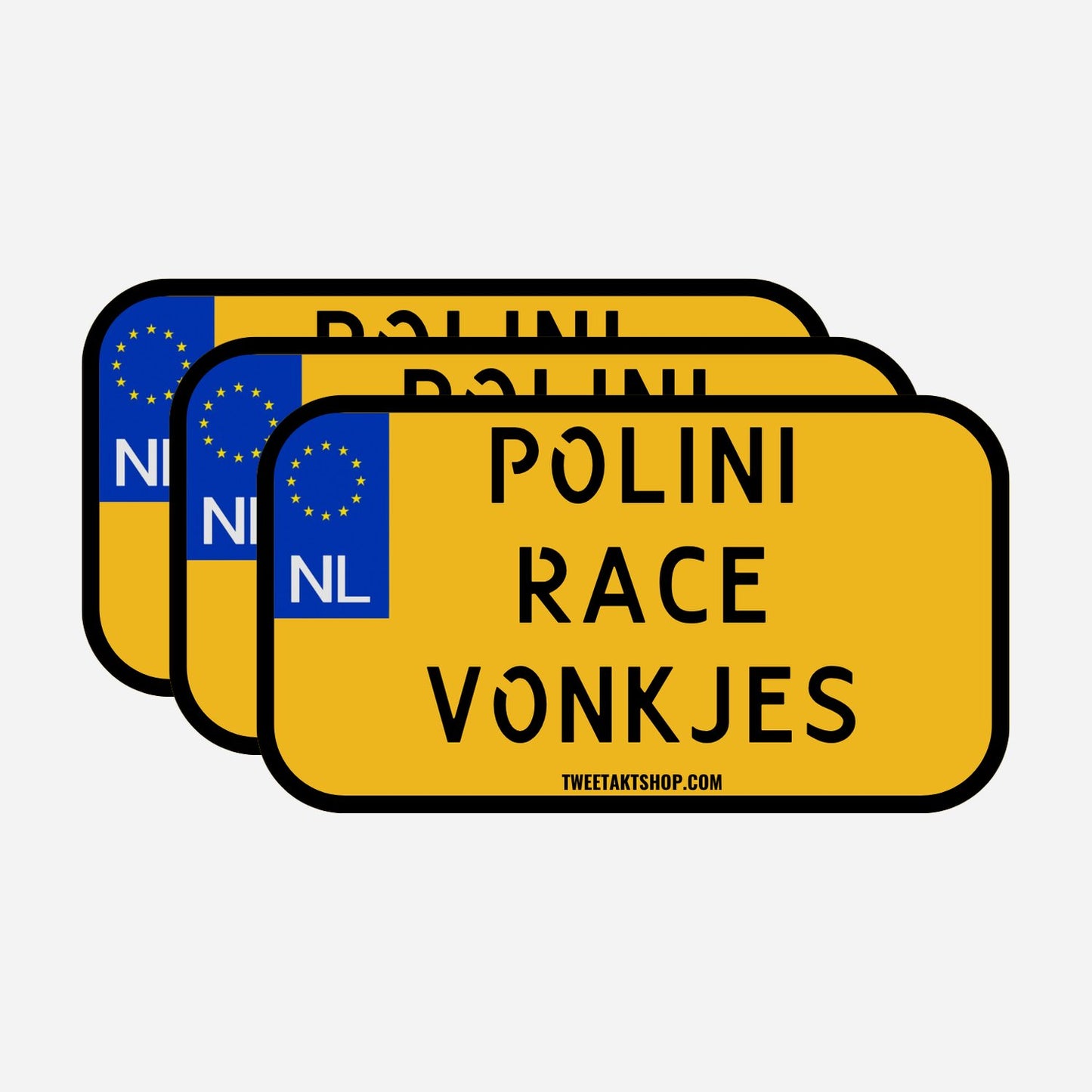 3x Polini Race Vonkjes Kentekenplaatstickers – hoofdafbeelding van de set