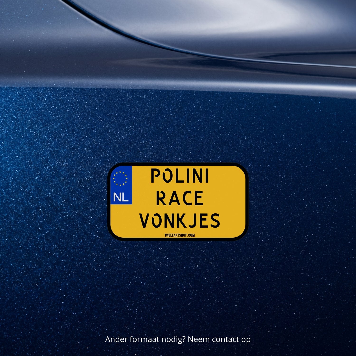 3x Polini Race Vonkjes Kentekenplaatstickers – formaatvoorbeeld