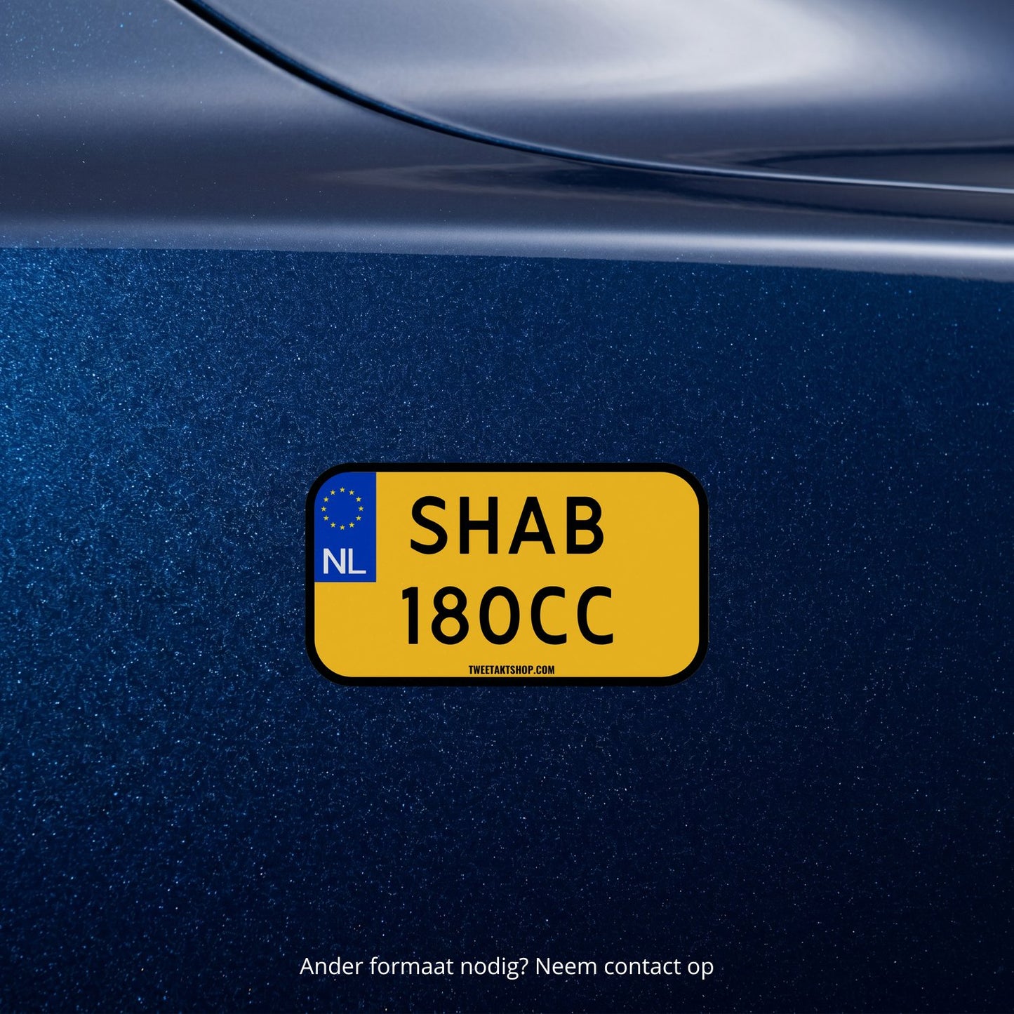 3x Shab 180CC Kentekenplaatstickers – formaatvoorbeeld