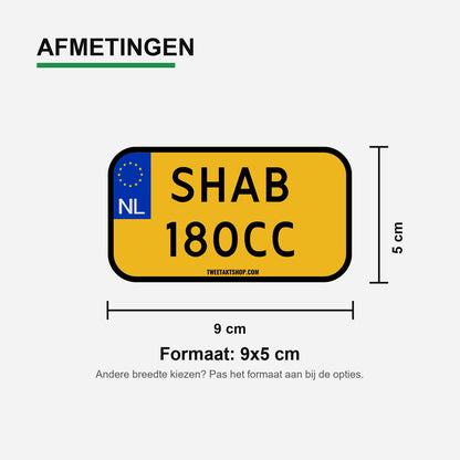 3x Shab 180CC Kentekenplaatstickers – materiaal en matte afwerking