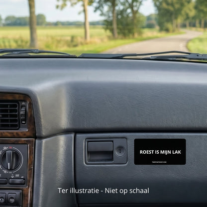3x Roest is mijn lak Bumperstickers – formaatvoorbeeld