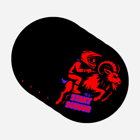 5x Zwarte 2TAKTSCHUUR-stickers met rood-paarse opdruk – hoofdafbeelding van de set