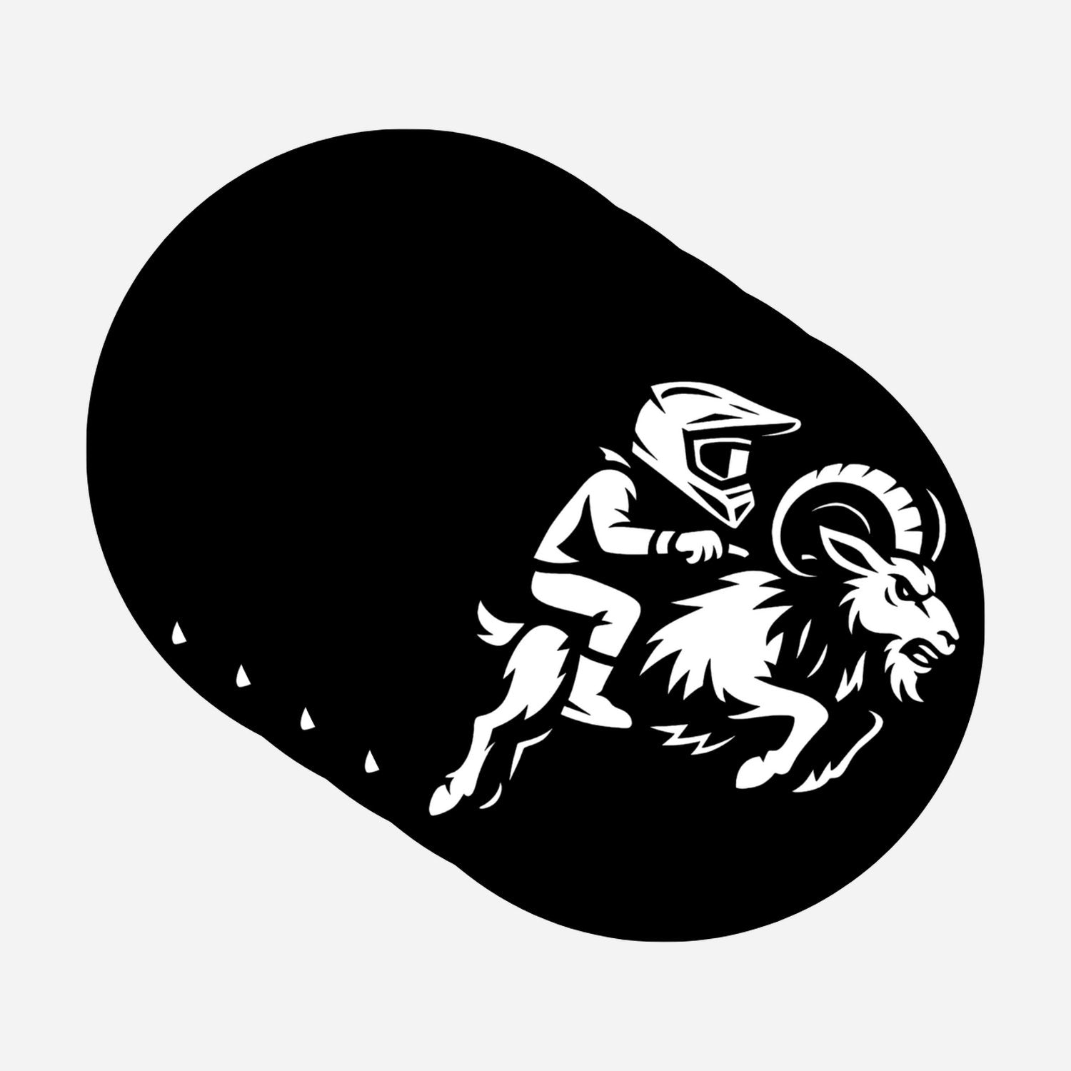 5x Zwarte Bokkenrijder-stickers met witte opdruk – hoofdafbeelding van de set