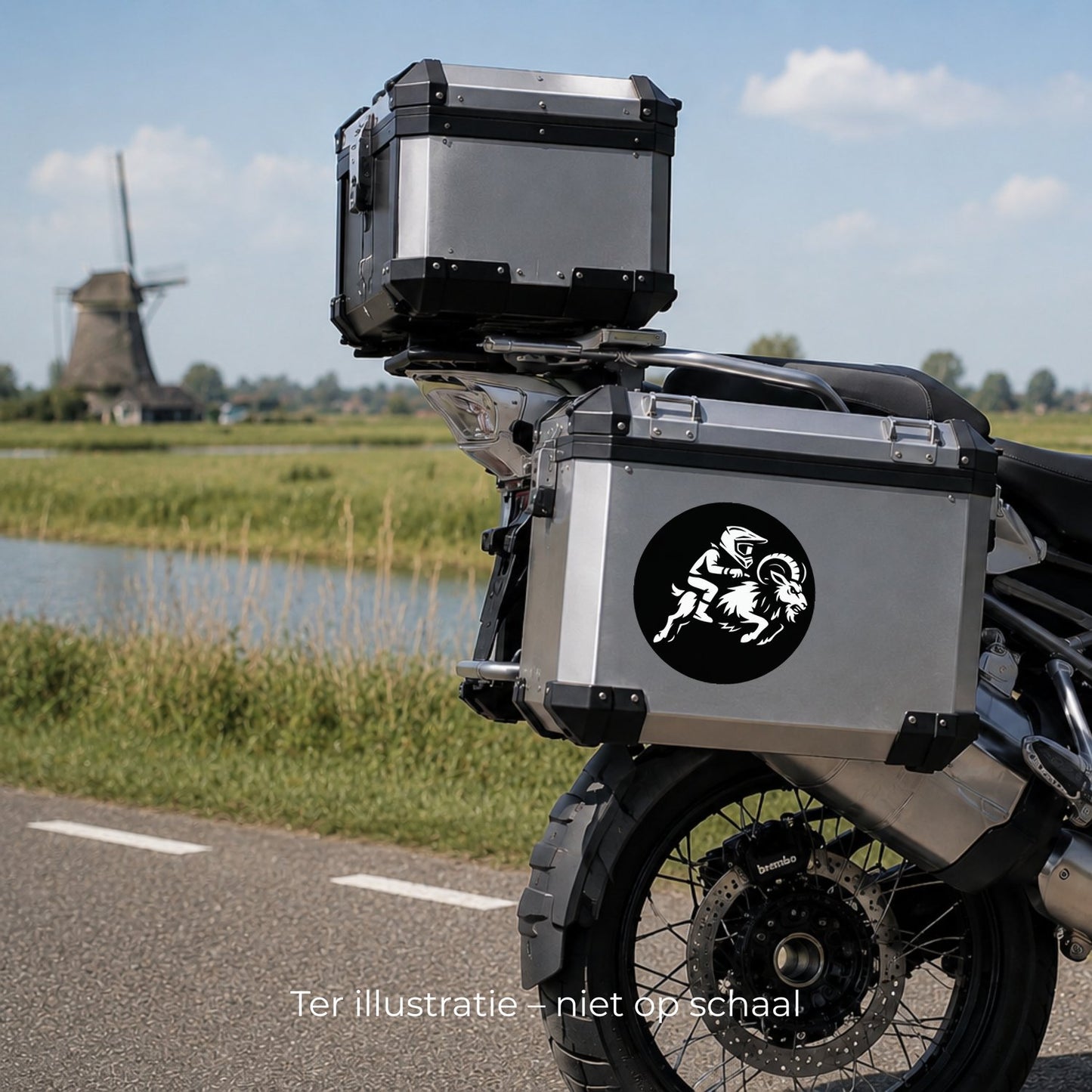 5x Zwarte Bokkenrijder-stickers met witte opdruk – materiaal en matte afwerking