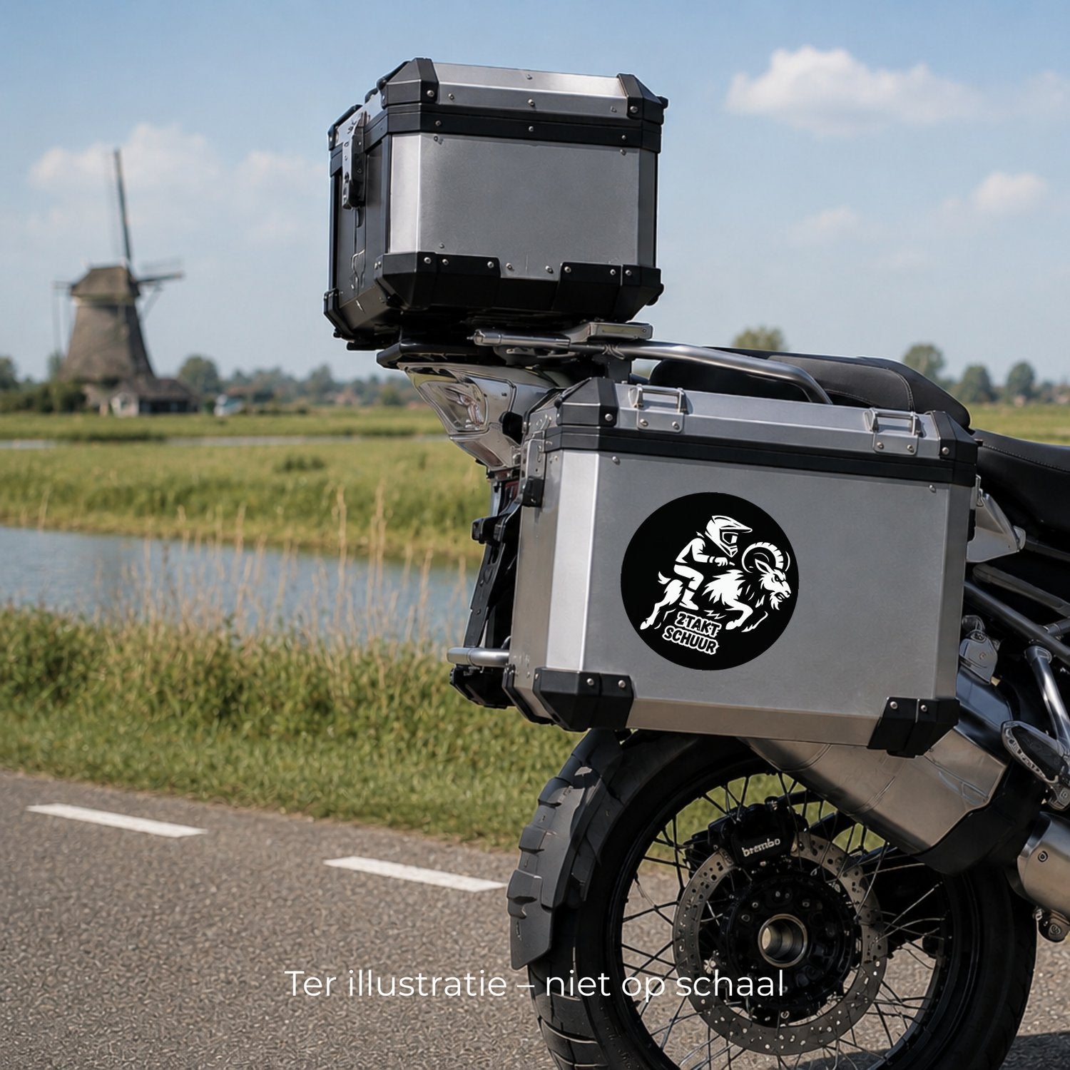 5x Zwarte 2TAKTSCHUUR-stickers met witte opdruk – materiaal en matte afwerking