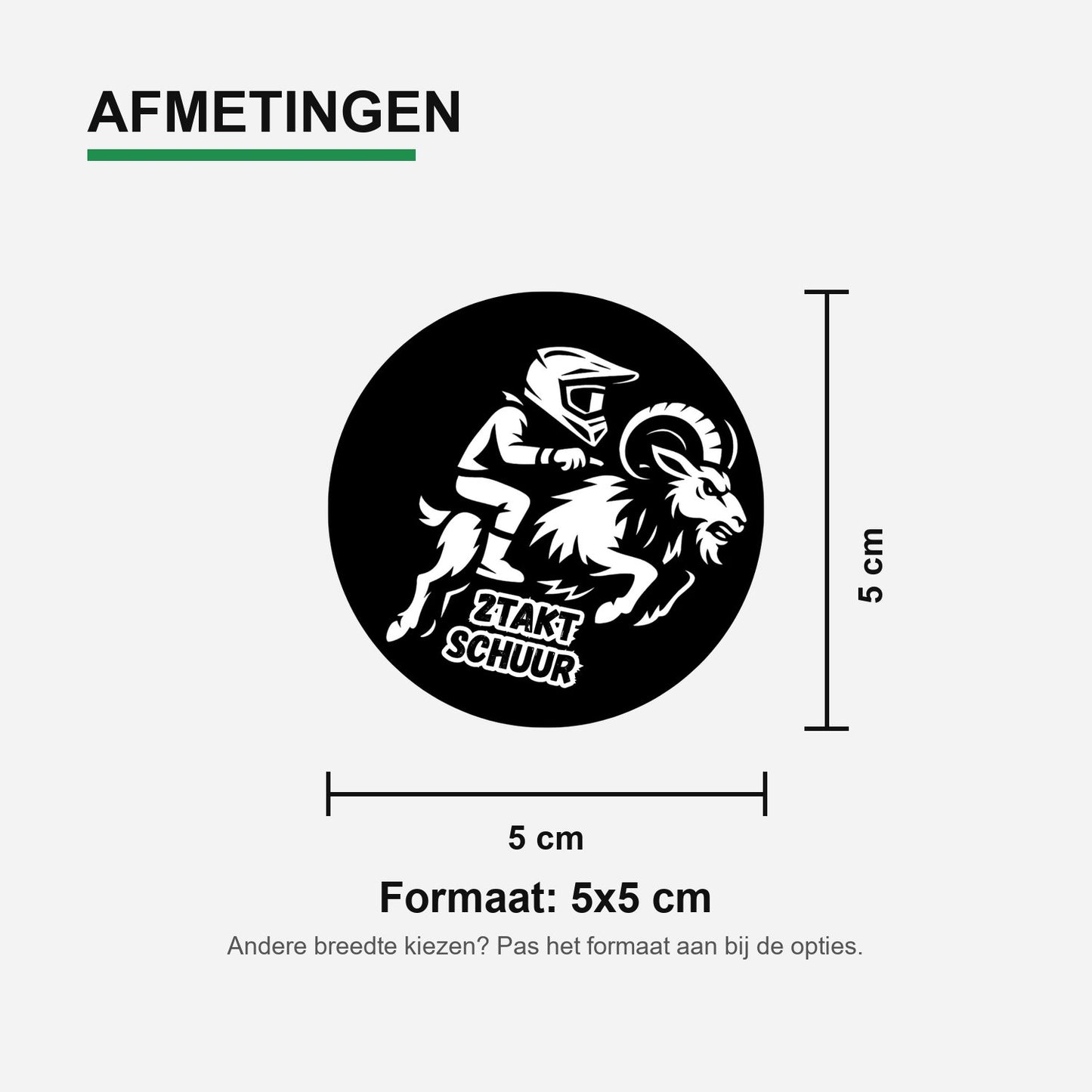 5x Zwarte 2TAKTSCHUUR-stickers met witte opdruk – aanzicht van de volledige stickerset
