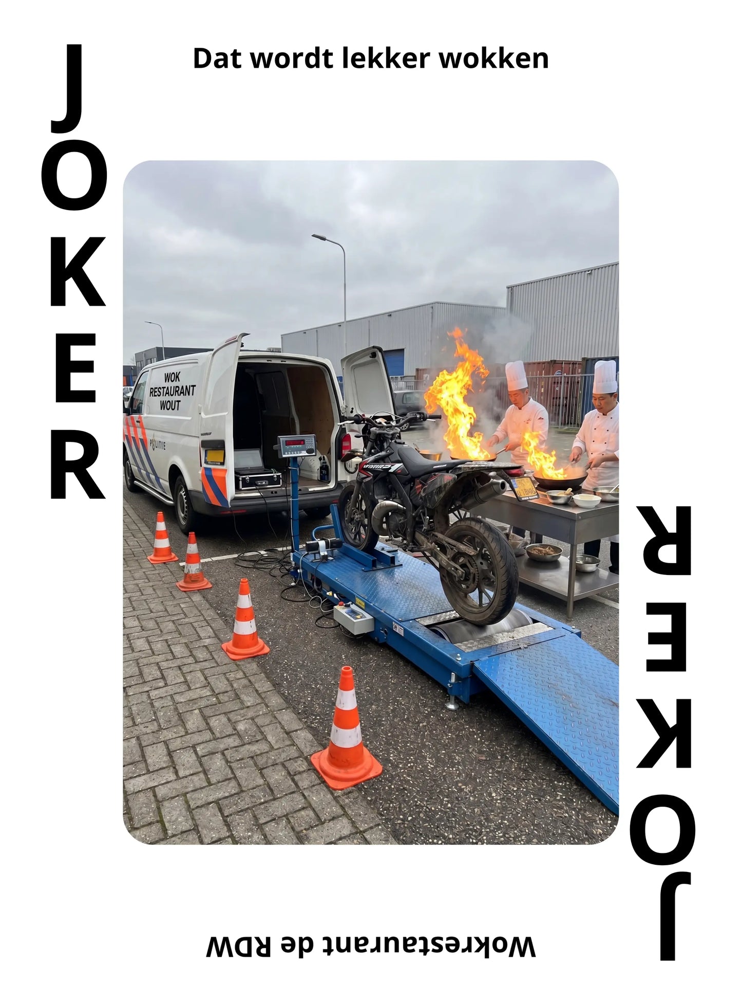 Tweetakt Pestkaarten – Kaartspel voor Brommerliefhebbers – voorbeeldkaart Dat wordt lekker wokken