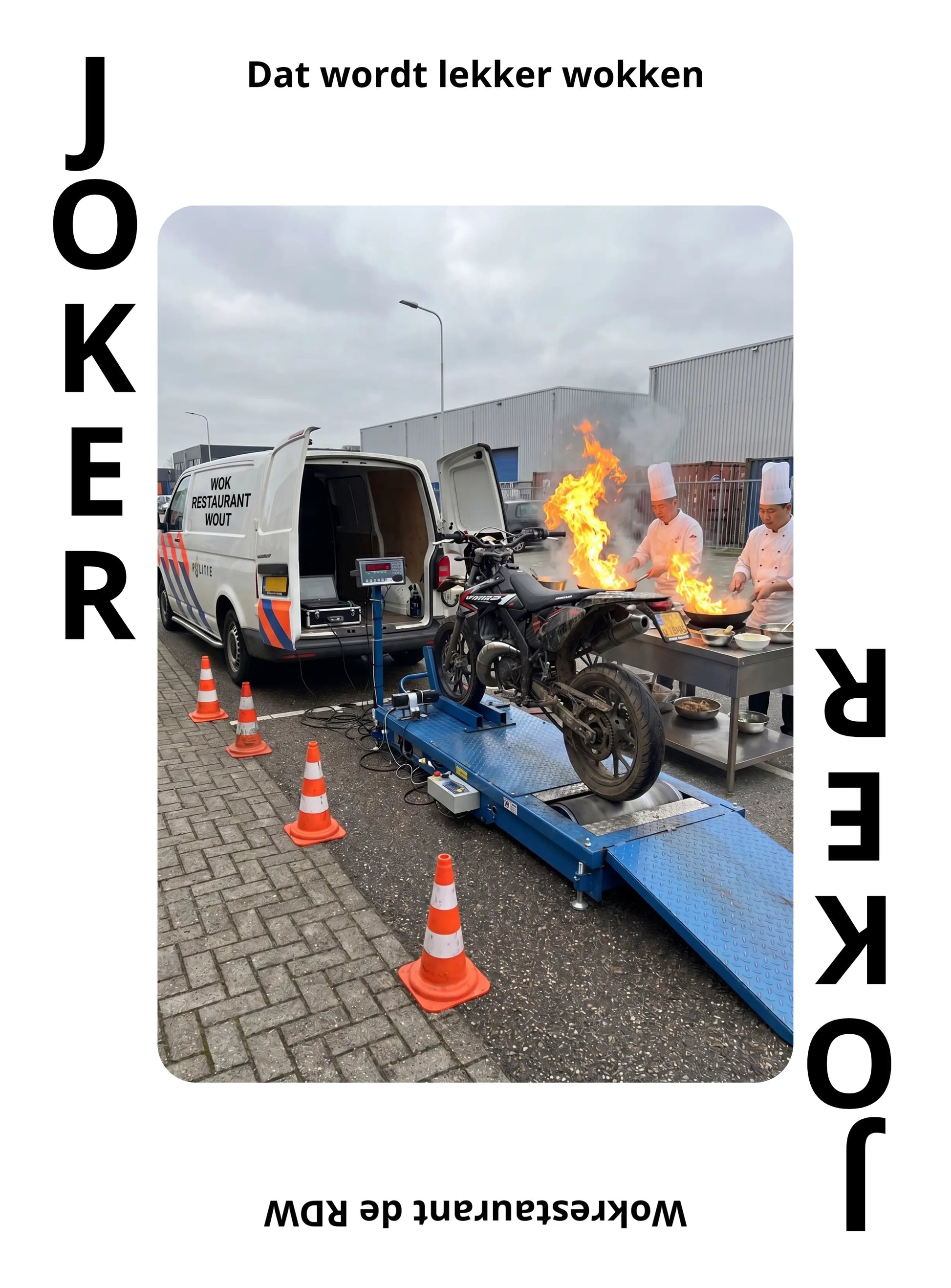 Tweetakt Pestkaarten – Kaartspel voor Brommerliefhebbers – voorbeeldkaart Dat wordt lekker wokken