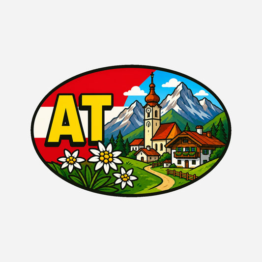 AT Landcode Sticker Oostenrijk – Hallstatt – hoofdafbeelding van de sticker