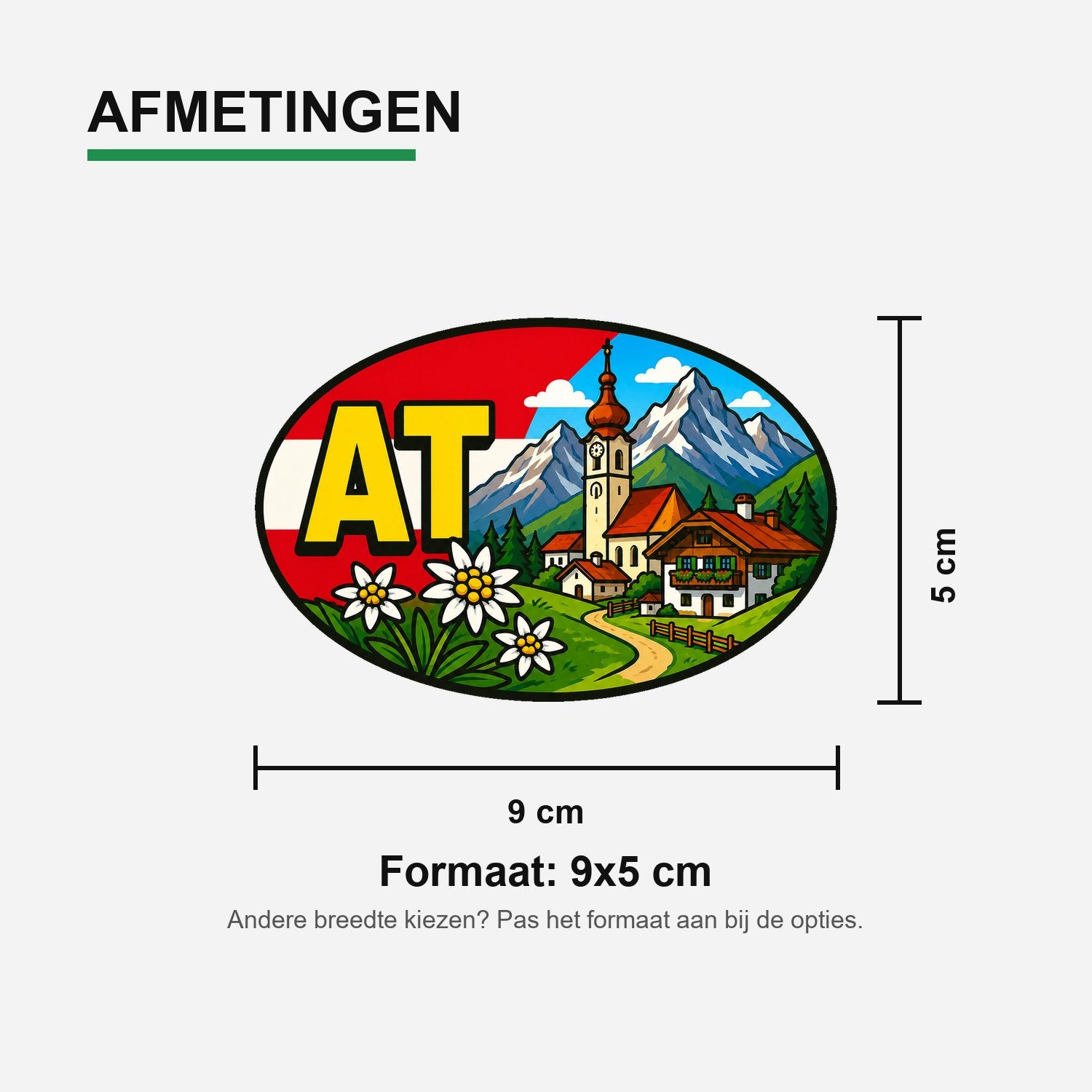 AT Landcode Sticker Oostenrijk – Hallstatt – materiaal en matte afwerking