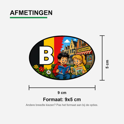 B Landcode Sticker België – Bier en Friet – materiaal en matte afwerking