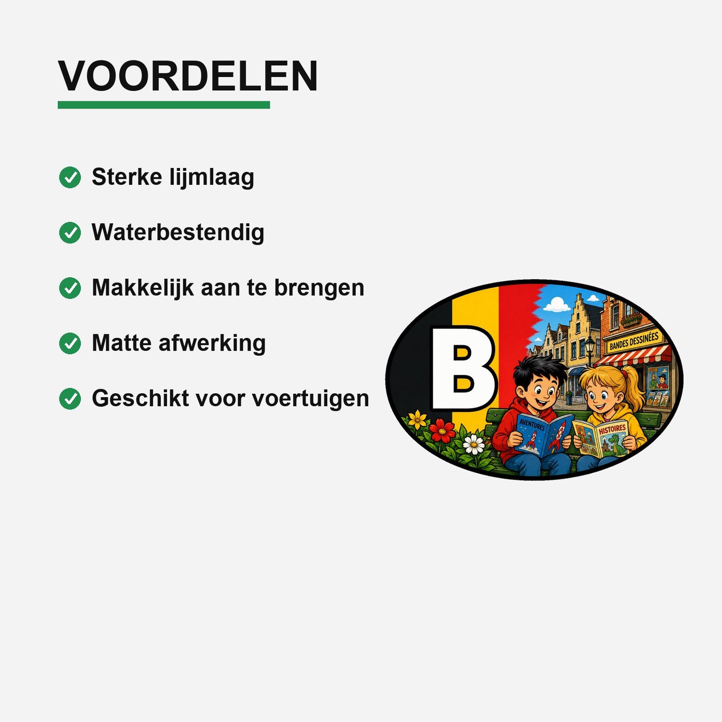 B Landcode Sticker België – Bier en Friet – gebruiksvoorbeeld