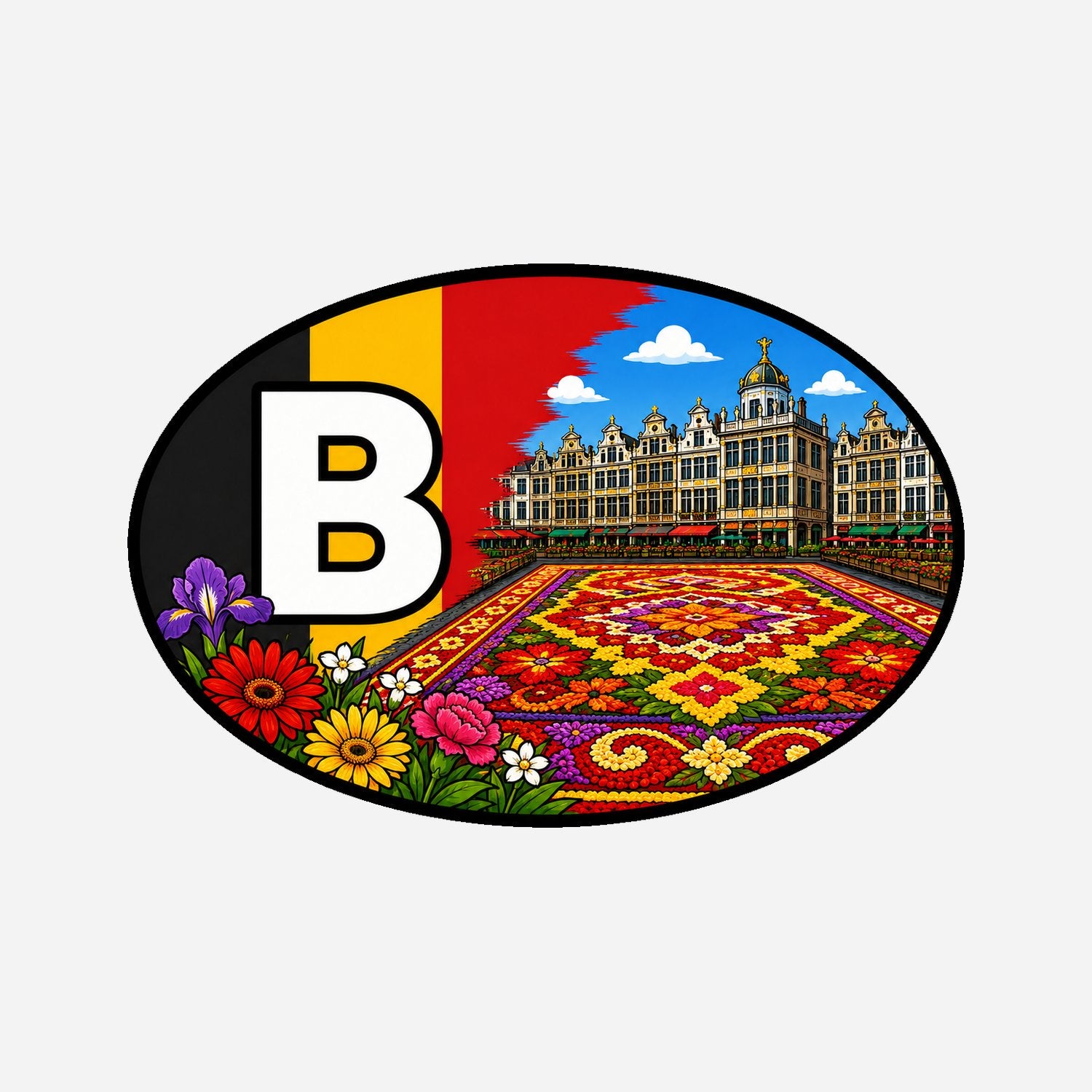 B Landcode Sticker België – Carnaval en Maskers – hoofdafbeelding van de sticker