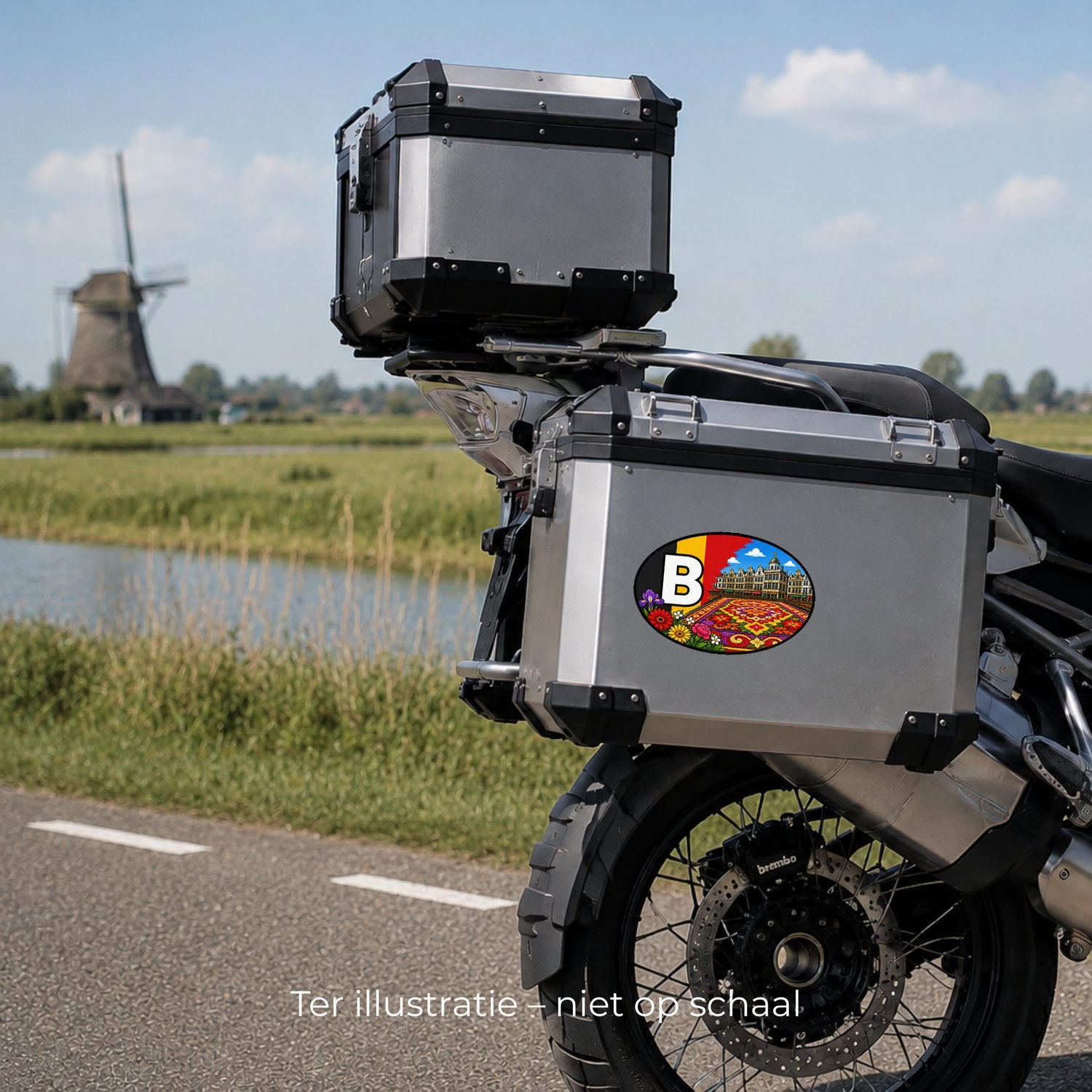 B Landcode Sticker België – Carnaval en Maskers – detail van het ontwerp