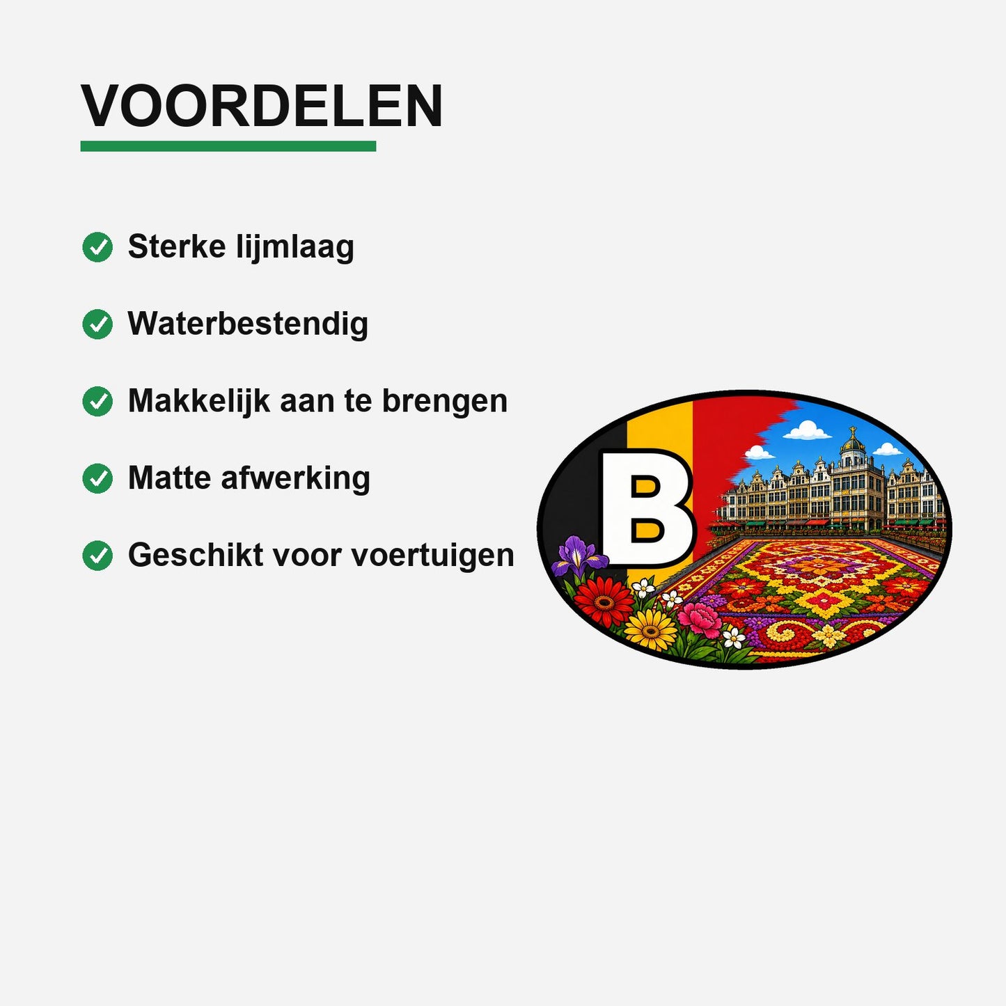 B Landcode Sticker België – Carnaval en Maskers – gebruiksvoorbeeld