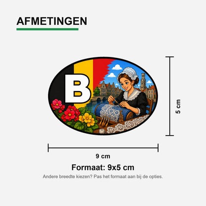 B Landcode Sticker België – Fiets en Vlaamse Stad – materiaal en matte afwerking