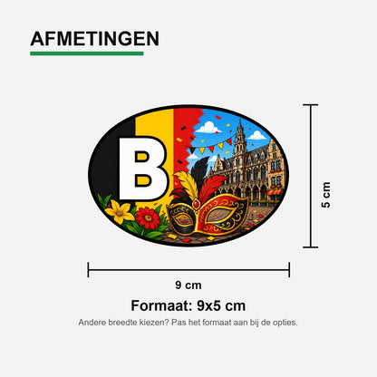 B Landcode Sticker België – Kantwerkster – materiaal en matte afwerking