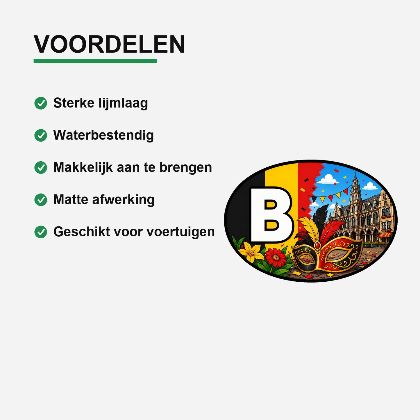 B Landcode Sticker België – Kantwerkster – gebruiksvoorbeeld