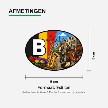 B Landcode Sticker België – Kinderen in Historische Stad – materiaal en matte afwerking